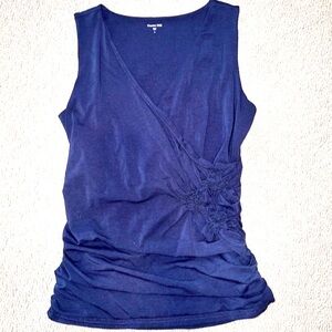 Garnet Hill navy blue ruched cotton/rayon tank - Size S